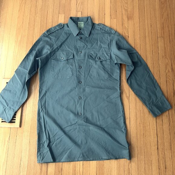 Vintage Lutteurs Long Military Workwear Shirt Size 40/62 Swiss Army Minimalist - Picture 12 of 12